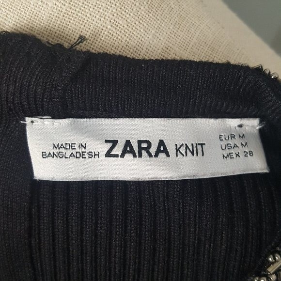 Zara Knit Black Sweater Dress with Beaded Neck - Picture 2 of 7